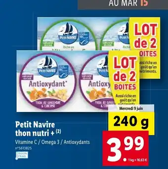 Lidl Petit navire thon nutri + offre