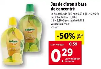 Lidl Jus de citron à base de concentré offre