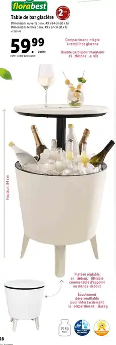 Lidl Table de bar glacière offre