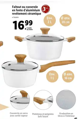 Lidl Faitout ou casserole en fonte d'aluminium revêtement céramique offre