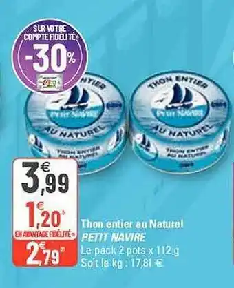 G20 Thon Entier Au Naturel Petit Navire offre