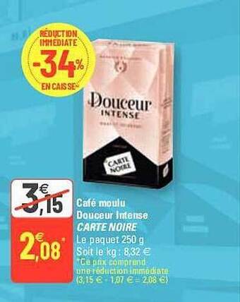 G20 Café Moulu Douceur Intense Carte Noire offre