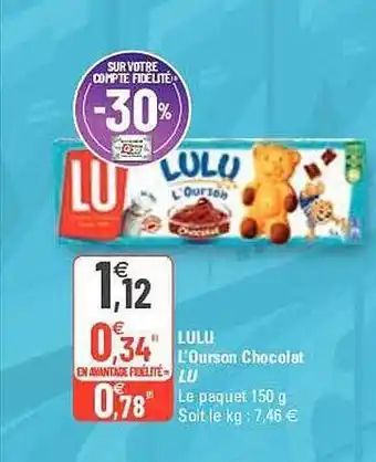 G20 Lulu L'ourson Chocolat Lu offre