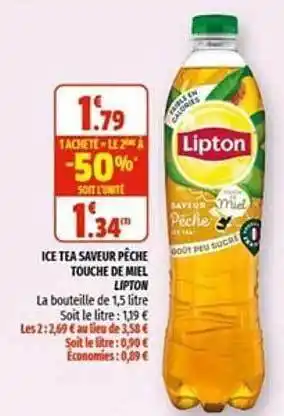 Ice Tea Saveur Pêche Touche De Miel Lipton