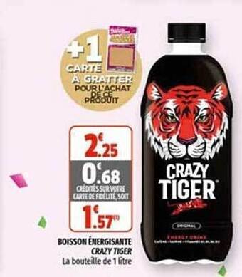 Coccinelle Supermarché Boisson énergisante Crazy Tiger offre