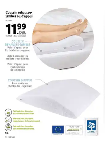 Lidl Coussin réhausse- jambes ou d'appui offre