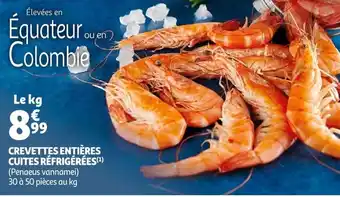 Auchan Élevées en Équateur Colombie Crevettes Entières Cuites Réfrigérées offre