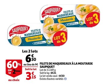 Auchan Saupiquet Filets de Maquereaux à La Moutarde offre