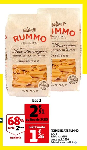Auchan Rummo Penne Rigate offre