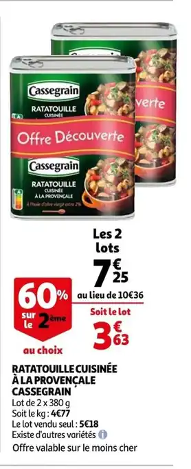 Auchan Ratatouille Cuisinée à La Provençale Cassegrain offre