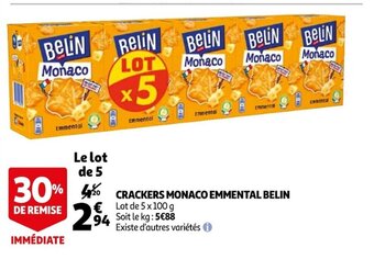 Auchan Belin Crackers Monaco Emmental offre
