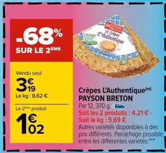 Carrefour Paysan Breton Crêpes l'Authentique offre