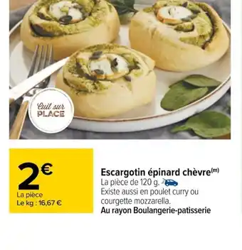 Carrefour Escargotin épinard Chèvre offre