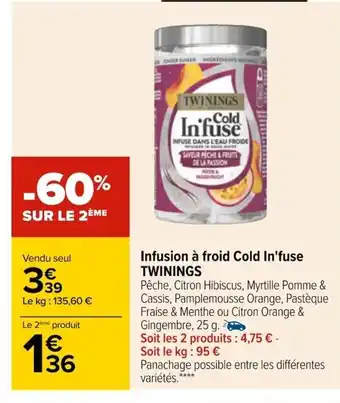 Carrefour Infusion à Froid Cold In'Fuse Twinings offre