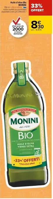 Carrefour Monini Huile d'Olive Bio offre