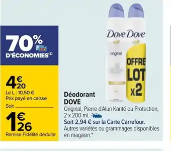 Carrefour Dove Déodorant offre