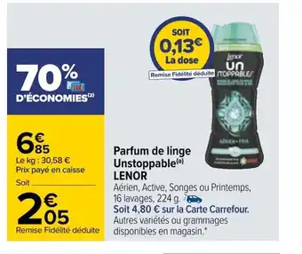 Carrefour Lenor Parfum de Linge Unstoppable offre