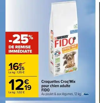 Carrefour Croquettes Croq'Mix Pour Chien Adulte Fido offre