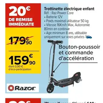 Carrefour Razor Trottinette Électrique Enfant offre