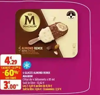 Coccimarket 4 Glaces Almond Remix Magnum offre