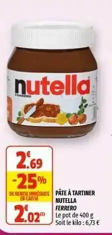 Coccimarket Pâte à Tartiner Nutella Ferrero offre