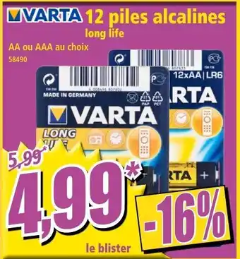 Norma 12 piles alcalines offre