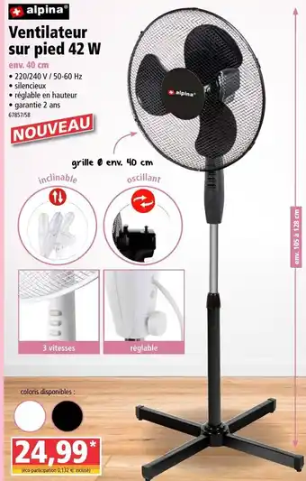 Norma Ventilateur Sur Pied 42 W offre