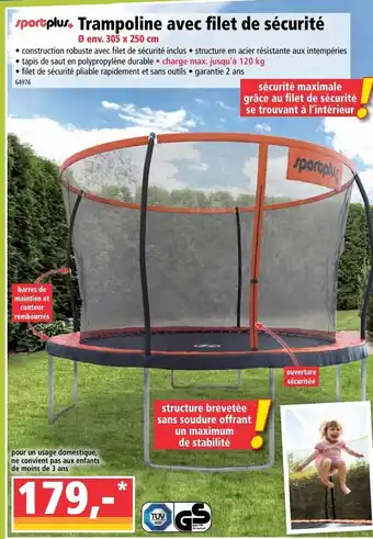 Norma Trampoline Avec Filet De Sécurité offre