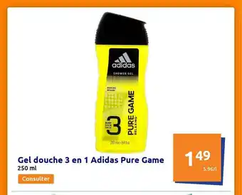 Gel Douche 3 En 1 Adidas Pure Game