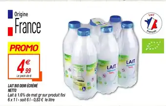 Netto Lait Bio Demi écrémé Netto offre