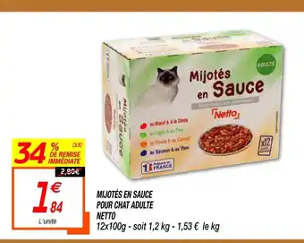 Netto Mijotés En Sauce Pour Chat Adulte offre
