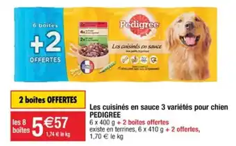 Cora x Carrefour Les Cuisinés en sauce 3 variétés pour chien Pedigree offre