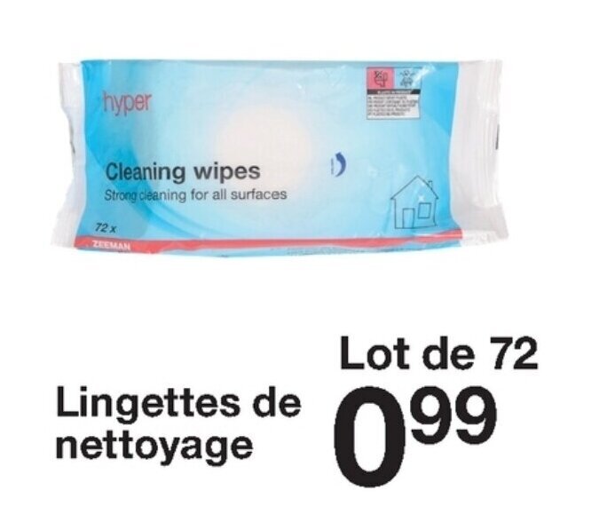 Promo TYPER CLEANING WIPES lingettes de nettoyage chez Zeeman