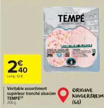TEMPÉ véritable assortiment supérieur tranché alsacien