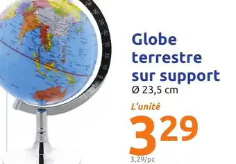 Globe terrestre sur support