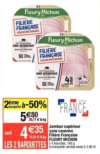 Migros FLEURY MICHON jambon supérieur sans ouenne filière française offre