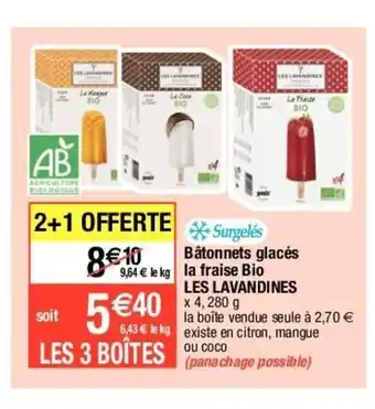 Bâtonnets Glacés La Fraise Bio Les Lavandines