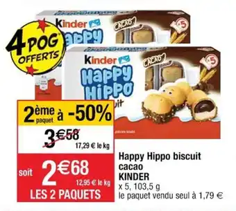 Cora x Carrefour Happy Hippo Biscuit Cacao Kinder offre