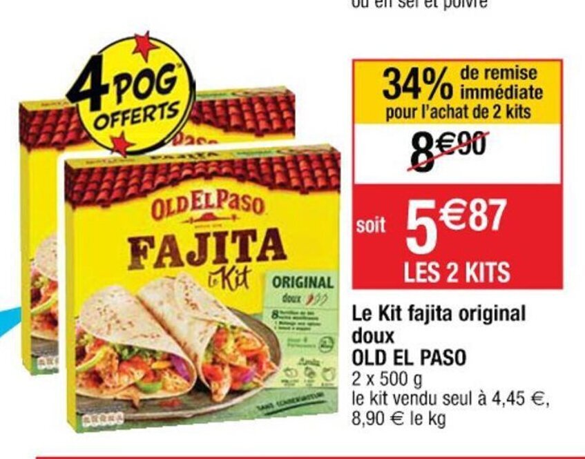 Promo Old El Paso Le Kit Fajita Original Doux chez Cora
