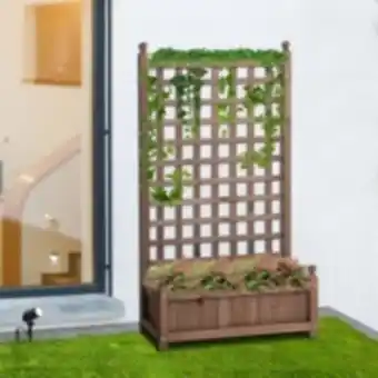E.Leclerc Brico Jardinière avec treillis - bac à fleurs - jardinière sur pied - dim. 64l x 28l x 120h cm inserts d'irrigation inclus bois sap offre