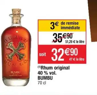 Cora x Carrefour Bumbu Rhum Original 40% vol offre