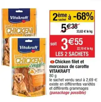 Cora x Carrefour Chicken filet et morceaux de carotte Vitakraft offre