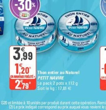 G20 Petit Navire Thon Entier Au Naturel offre