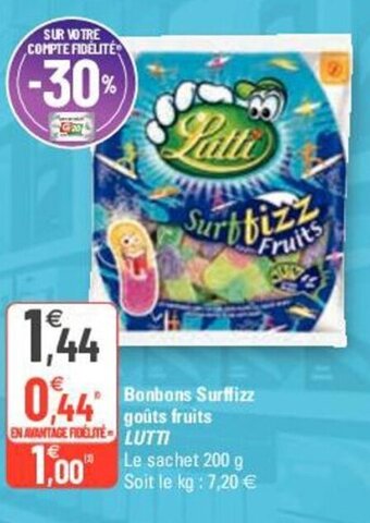 G20 Lutti Bonbons Surfizz Goûts Fruits offre