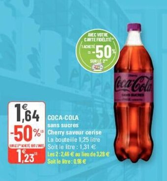 G20 Coca-Cola Sans Sucres Cherry Saveur Cerise offre