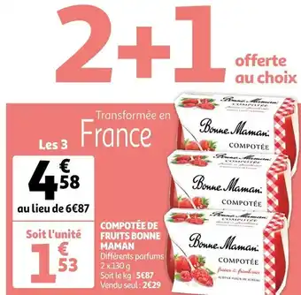Auchan Bonne maman compotée de fruits offre