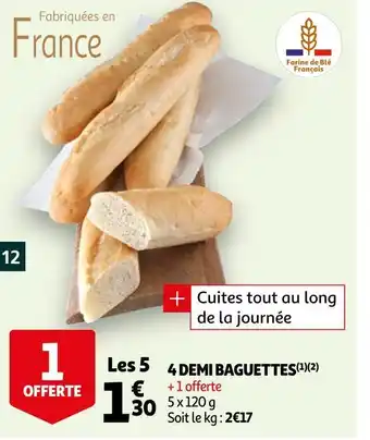Auchan 4 demi baguettes offre