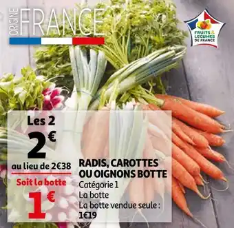 Auchan Radis, carottes ou oignons botte offre