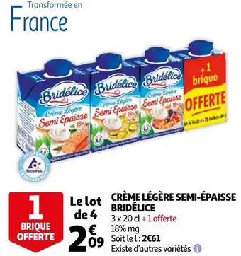 Auchan Bridélice crème légère semi-épaisse offre