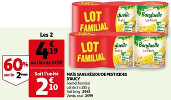 Auchan D'aucy maïs sans résidu de pesticides offre